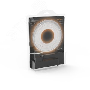 Лента светодиодная LED 4,8 Вт/м 2835-SMD 12 В DC 3000K теплый белый IP20 (блистер 5м) Black Gauss (312400148) - фото 6