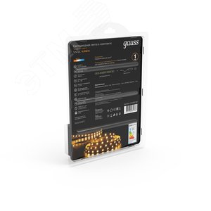 Лента светодиодная LED 4,8 Вт/м 2835-SMD 12 В DC 3000K теплый белый IP20 (блистер 5м) Black Gauss (312400148) - фото 7