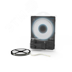 Лента светодиодная LED 4,8 Вт/м 2835-SMD 12 В DC 6500K холодный белый IP20 (блистер 5м) Black Gauss (312400248) - фото 3