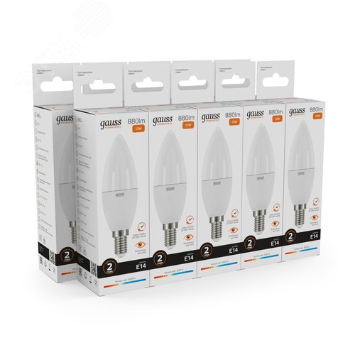 Лампа светодиодная LED 12 Вт 880 лм 3000К свеча теплый E14 AC 220В Elementary 9