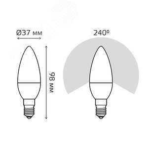 Лампа светодиодная LED 7 Вт 450 Лм 3000К теплая E14 Свеча (3 лампы в упаковке) Elementary Gauss (33117T) - фото 8