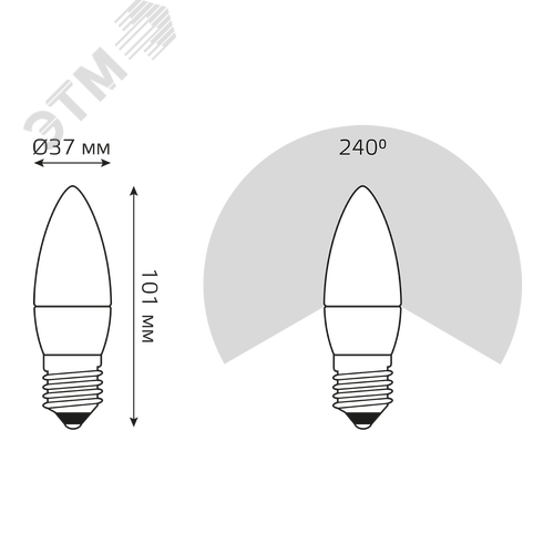 Лампа светодиодная LED 8 Вт 520 лм 3000К свеча теплый E27 AC 220В Elementary 9