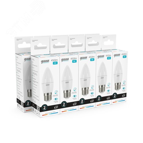 Лампа светодиодная LED 6 Вт 450 лм 4100К свеча нейтральный E27 AC 220В Elementary 10