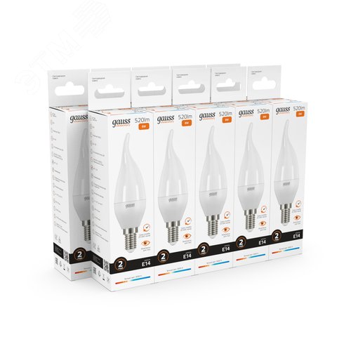 Лампа светодиодная LED 8 Вт 520 лм 3000К свеча на ветру теплый E14 AC 220В Elementary 10