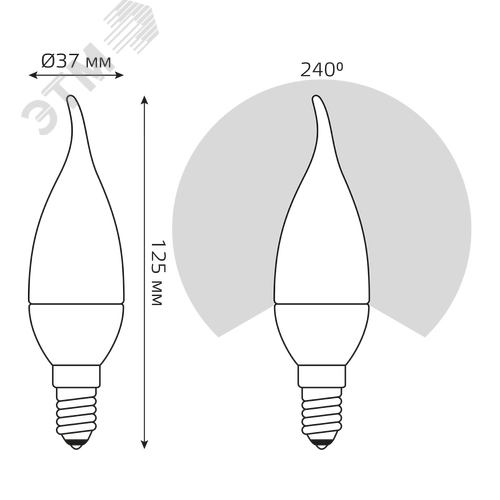 Лампа светодиодная LED 6 Вт 450 лм 4100К свеча на ветру нейтральный E14 AC 220В Elementary 9