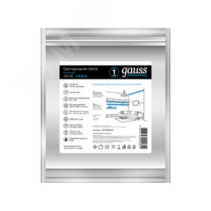 Лента светодиодная LEDх60/м 5м 4.8w/м 12в.IP20 синий Elementary Gauss (355000505) 6