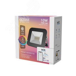 Прожектор светодиодный умный ДО 10 Вт 700 лм RGBW AC 220В IP65 128х118х43мм RGBW изменение цветовой температуры и диммирование управление по Wi-Fi Smart Home Gauss - фото 3