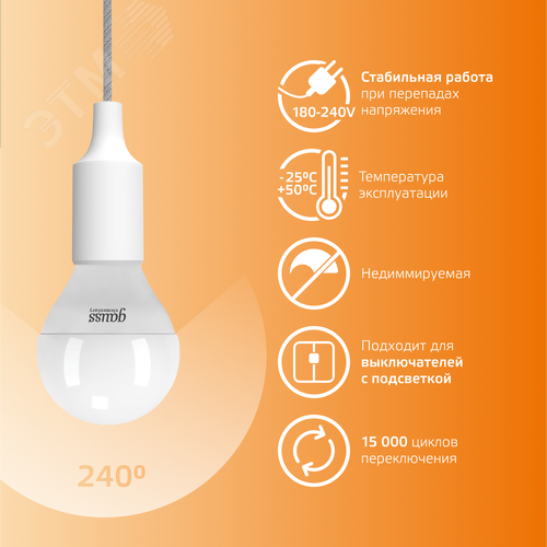 Лампа светодиодная LED 12 Вт 880 лм 3000К шар P45 теплый E14 AC 220В Elementary 6