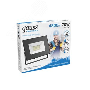 Прожектор светодиодный ДО 70 Вт 6300 Лм 6500К AC 220В IP65 140х208х30 мм Elementary G2 - фото 3