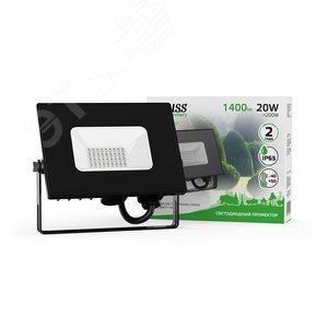 Прожектор Elementary 20W 1400lm зеленого свечения 175-265V IP65 черный LED 1/20 | 613100620 | Gauss - фото 2