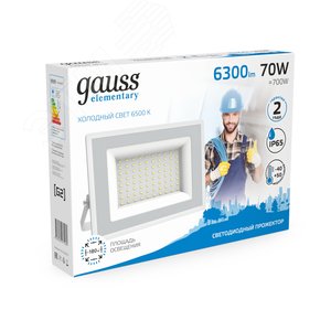 Прожектор светодиодный ДО 70 Вт 6300 Лм 6500К AC 220В IP65 140х208х140 мм Elementary G2 4