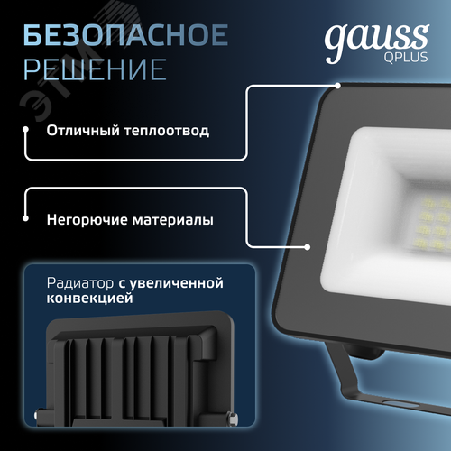 Прожектор светодиодный ДО 20 Вт 2200 Лм 6500К AC 220В IP65 102х28х125мм матированное закаленное стекло Qplus - фото 7