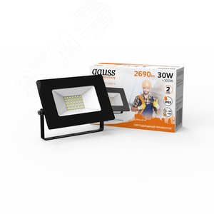 Прожектор светодиодный ДО 30 Вт 2690 лм 3000К AC 220В Черный IP65 126х136х30мм Elementary G2 Gauss 2