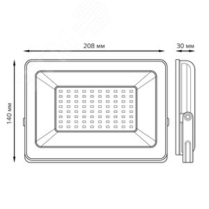 Прожектор светодиодный ДО 70 Вт 6290 лм 3000К AC 220В Черный IP65 140х208х30мм Elementary G2 Gauss 6