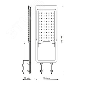 Светильник светодиодный консольный Avenue 120W 11000lm 3000K 190-250V IP65 546*170*67мм черный КСС "Ш" LED 1/5 | 629534120 | Gauss - фото 11