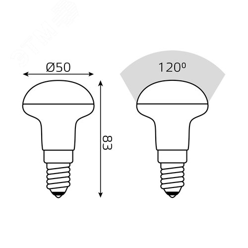 Лампа светодиодная Elementary R50 6W 450lm 4100K Е14 LED 1/10/50 | 63126 | Gauss - фото 14