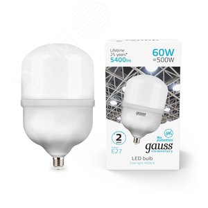 Лампа светодиодная LED 60 Вт T160 E27 5400 Лм 180-240 В 4000К Elementary Gauss (63226) 2