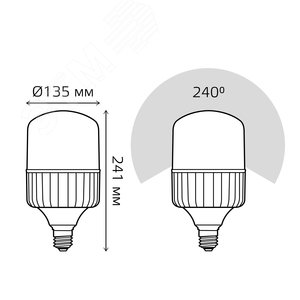 Лампа светодиодная LED 80 Вт 7200 лм 6500К цилиндр Т140 холодный E40 AC 220В Elementary - фото 6