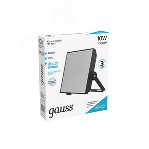 Прожектор светодиодный ДО-10 Вт 900 Лм 6500К IP65 IK04 черный EVO Gauss (687511310) - фото 3