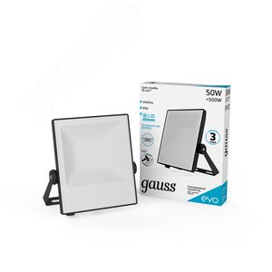 Прожектор светодиодный ДО 50 Вт 4500 лм 6500К AC 220В IP65 210х167х36мм матовый призматический рассеиватель EVO Gauss 2