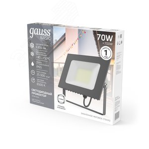Прожектор BASIC 70W 6300lm 6500K 200-240V IP65 графитовый LED 1/10 | 688100370 | Gauss - фото 5