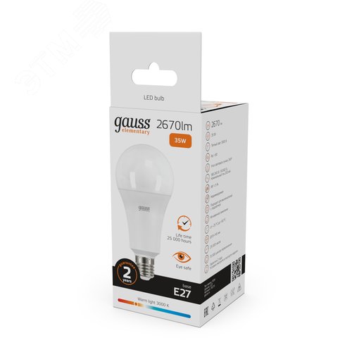 Лампа светодиодная LED 35 Вт 2670 лм 3000К А67 груша теплый E27 AC 220В Elementary 11