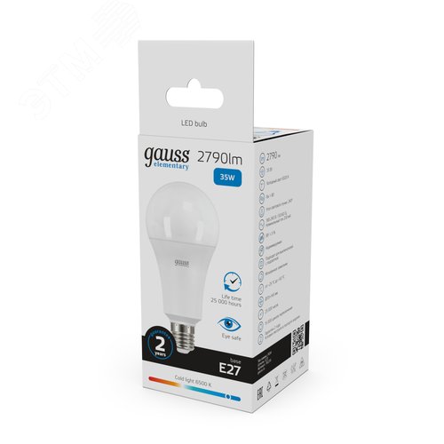 Лампа светодиодная LED 35 Вт 2790 лм 6500К А70 груша холодный E27 AC 220В Elementary 11