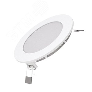 Светильник светодиодный ДВО 6 Вт 360 лм 3000К AC 220В IP20 круг D120х22мм монт d105мм Алюминий тонкий Slim