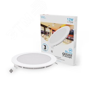 Светильник светодиодный ДВО 12 Вт 990 лм 6500К AC 220В IP20 круг D170х22мм монт d155мм Алюминий тонкий Slim 2