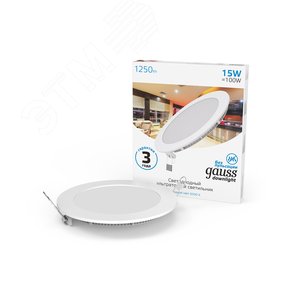 Светильник светодиодный ДВО 15 Вт 1250 лм 6500К AC 220В IP20 круг D170х22мм монт d155мм Алюминий тонкий Slim 2