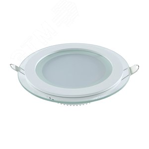 Светильник светодиодный ДВО 6 Вт 490 лм 4000К AC 220В IP20 круг D100х36мм монт d70мм Алюминий с декоративным стеклом Glass - Gauss
