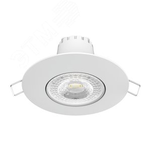 Светильник светодиодный ДВО 6 Вт 500 лм 3000К AC 220В IP20 круг D90х56мм монт d65мм Алюминий Downlight Gauss