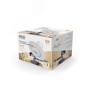 Светильник светодиодный ДВО 6 Вт 500 лм 3000К AC 220В IP20 круг D90х56мм монт d65мм Алюминий Downlight Gauss 3