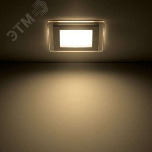 Светильник светодиодный даунлайт ДВО 6 Вт 450 лм 3000К AC 220В IP20 квадрат 100х100х36мм монт разм 70х70мм Алюминий с декоративным стеклом Glass 18