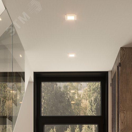 Светильник светодиодный даунлайт ДВО 6 Вт 450 лм 3000К AC 220В IP20 квадрат 100х100х36мм монт разм 70х70мм Алюминий с декоративным стеклом Glass 16