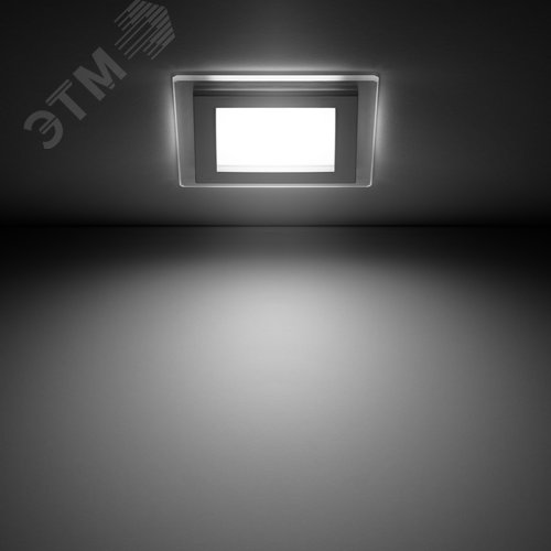 Светильник светодиодный даунлайт ДВО 6 Вт 490 лм 4000К AC 220В IP20 квадрат 100х100х36мм монт разм 70х70мм Алюминий с декоративным стеклом Glass 17