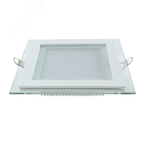 Светильник светодиодный даунлайт ДВО 6 Вт 490 лм 4000К AC 220В IP20 квадрат 100х100х36мм монт разм 70х70мм Алюминий с декоративным стеклом Glass