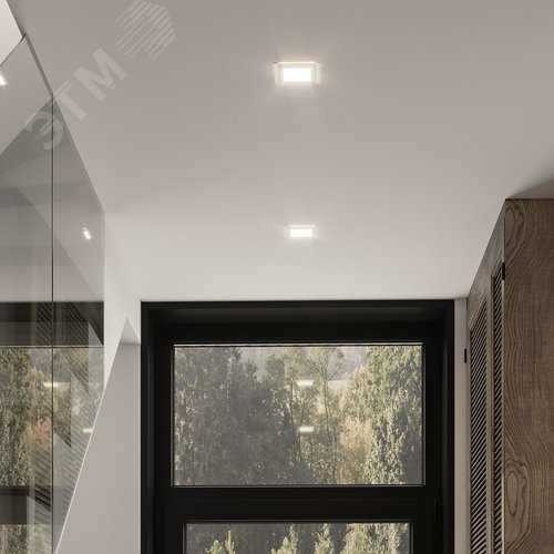 Светильник светодиодный даунлайт ДВО 6 Вт 490 лм 4000К AC 220В IP20 квадрат 100х100х36мм монт разм 70х70мм Алюминий с декоративным стеклом Glass 15