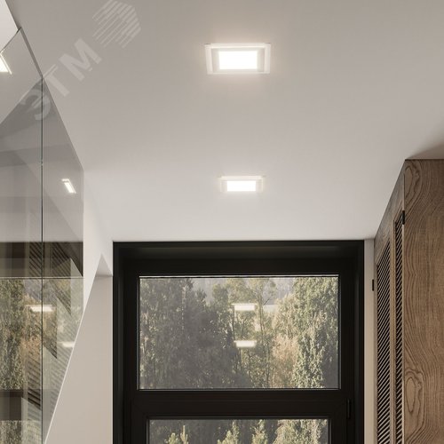 Светильник светодиодный даунлайт ДВО 12 Вт 990 лм 4000К AC 220В IP20 квадрат 160х160х36мм монт разм 118х118мм Алюминий с декоративным стеклом Glass 15