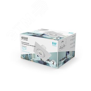 Светильник светодиодный ДВО 6 Вт 4000К 520 лм 175-240В IP20 90х90х56мм монт разм 65х65мм Алюминий Downlight Gauss 3