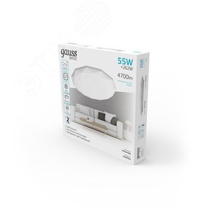 Светильник светодиодный LED НПС ДБО 55 Вт 4000К d500х80 мм IP20 Space Diamond Basic Gauss - фото 6