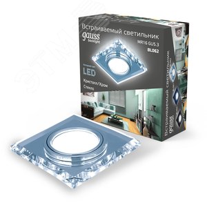 Светильник точечный Backlight BL062 Квадрат. Кристалл/Хром, Gu5.3, LED 4100K | BL062 | Gauss - фото 2