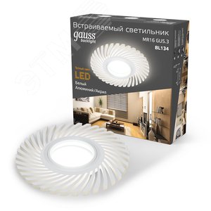 Светильник ИВО-3w 3000K,Gu5.3,кругл/узор белый Backlight Gauss (BL134) 2