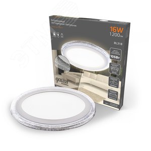 Светильник светодиодный ДВО 16 Вт 1200 лм 3000К AC 220В IP20 круг D193х31мм монт d160мм Алюминий 2 режима работы фоновая подсветка Bubbles 2