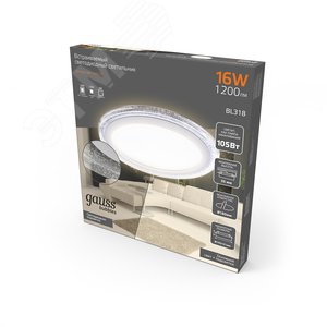 Светильник светодиодный ДВО 16 Вт 1200 лм 3000К AC 220В IP20 круг D193х31мм монт d160мм Алюминий 2 режима работы фоновая подсветка Bubbles 3