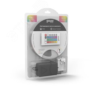 Лента светодиодная LED 6 Вт/м 390 Лм/м 5050-SMD 30 шт/м 12 В DC RGB RGB IP20 блистер (5 м ) (комплект) Basic Gauss (BT012) - фото 5