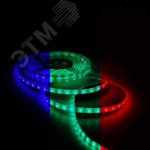 Лента светодиодная LED 12 Вт/м 780 Лм/м 5050-SMD 60 шт/м 12 В DC RGB RGB IP65 блистер (5 м ) (комплект) Basic Gauss (BT072) - фото 5
