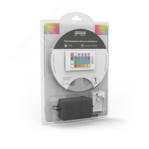 Лента светодиодная LED 12 Вт/м 780 Лм/м 5050-SMD 60 шт/м 12 В DC RGB RGB IP65 блистер (5 м ) (комплект) Basic Gauss (BT072) - фото 6