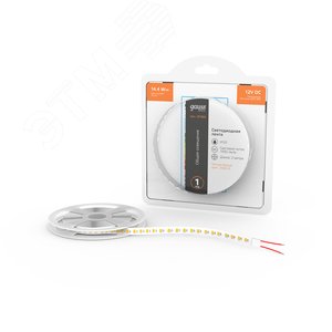 Лента светодиодная LED 14,4 Вт/м 1400 Лм/м 2835-SMD 120 шт/м 12 В DC 3000К теплый белый IP20 блистер (2 м ) Basic Gauss (BT080) - фото 2