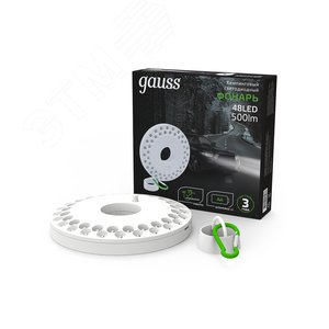 Фонарь кемпинговый LED 48LED 500 Лм белый магнит и карабин 3xAA модель GFL004 Gauss (GF004) - фото 4